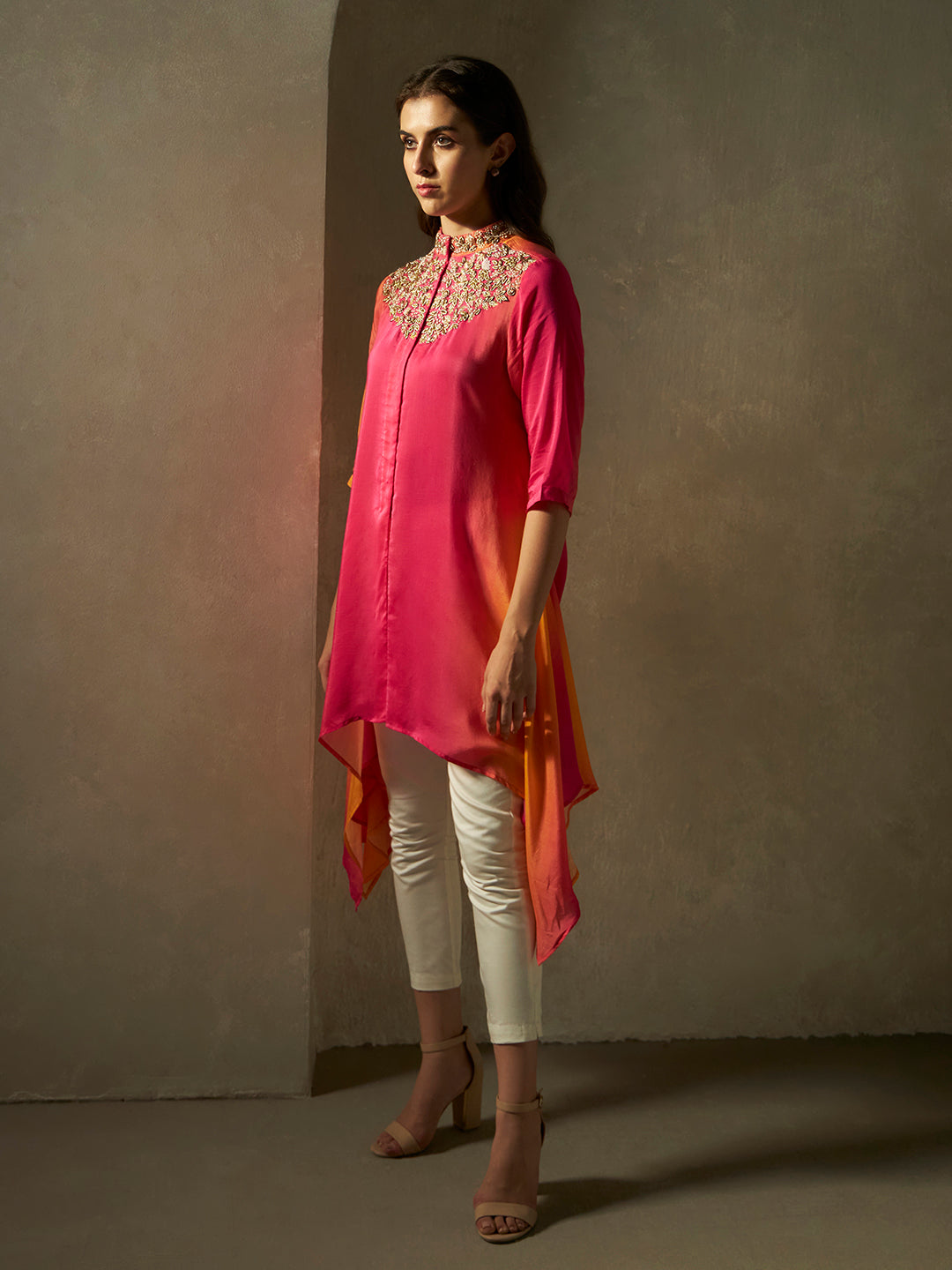 Buy Rani Orange Ombre Navya Tunic Online - Chique