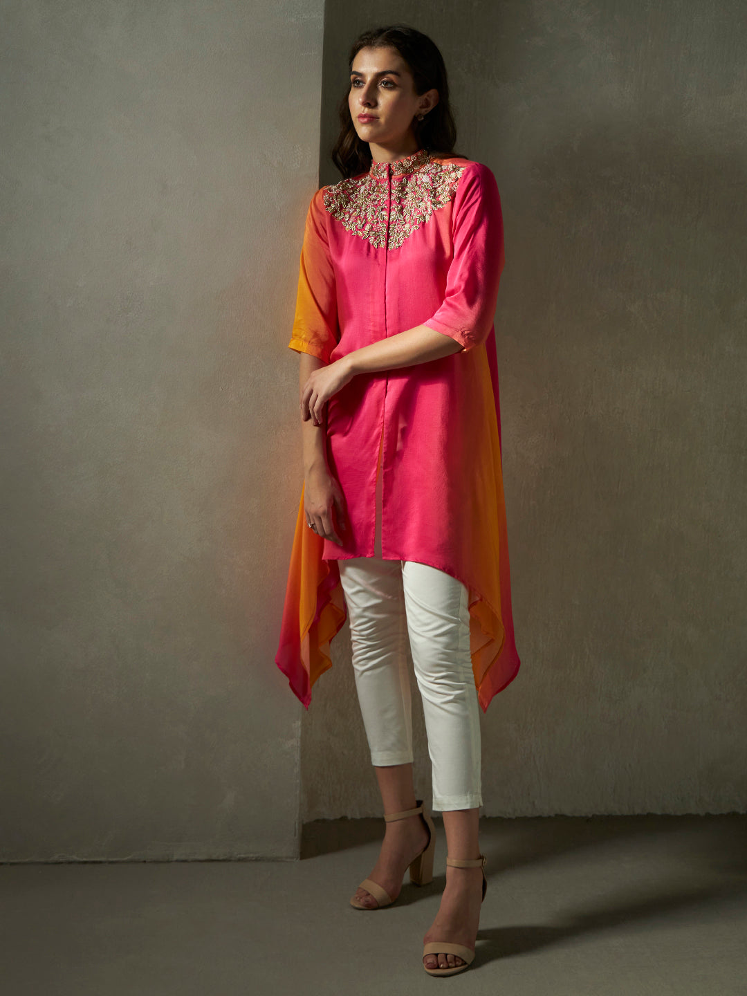 Buy Rani Orange Ombre Navya Tunic Online - Chique