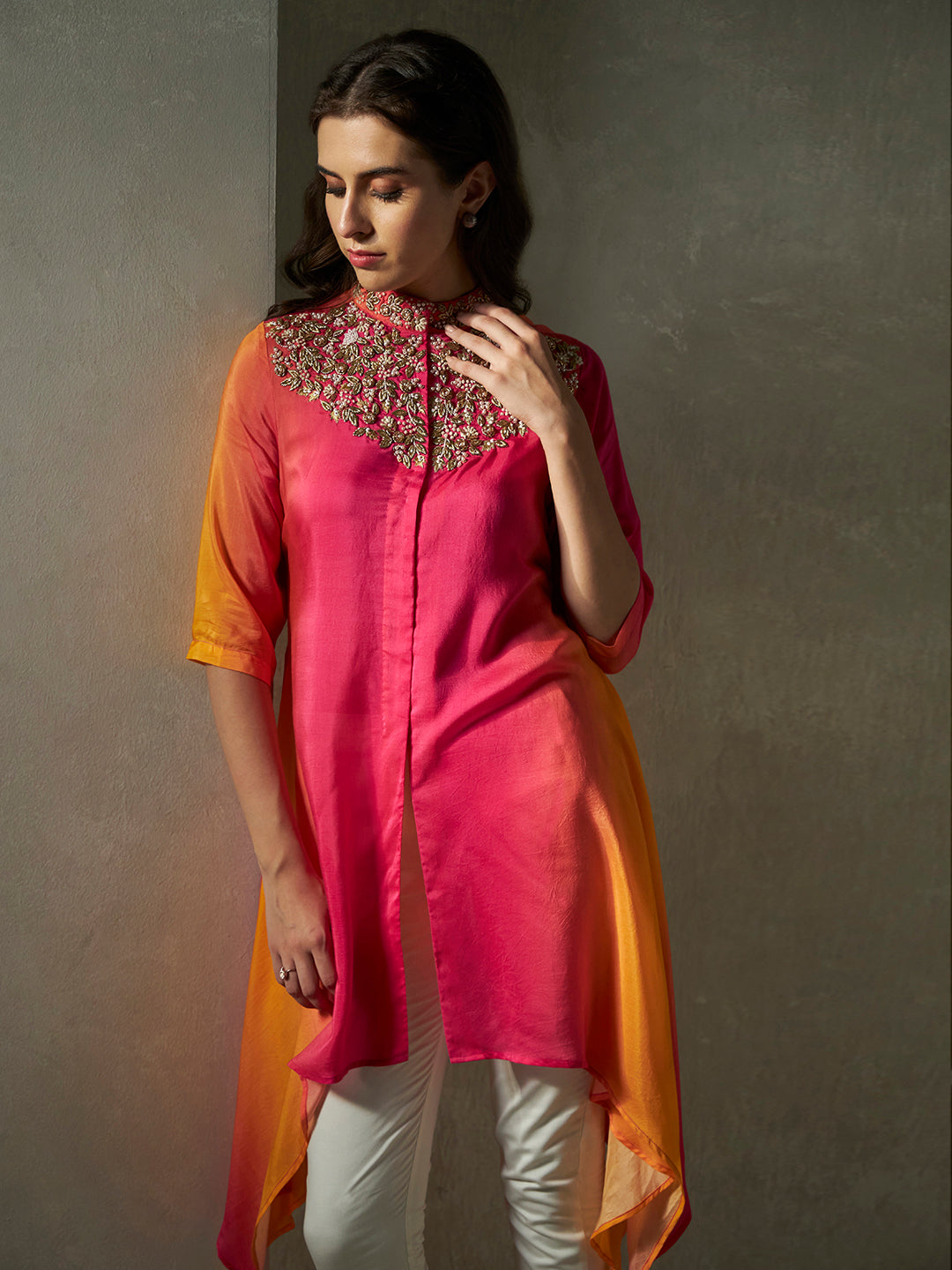 Buy Rani Orange Ombre Navya Tunic Online - Chique