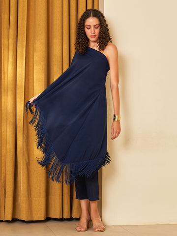 NAVY SUFIYA TASSEL DRESS