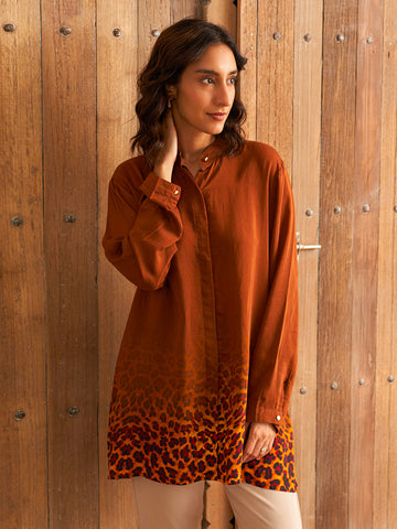 WHISKERS BROWN CONCEAL PLACKET SHIRT