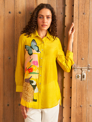 YELLOW NILGIRI COLLARED BUTTON DOWN SHIRT