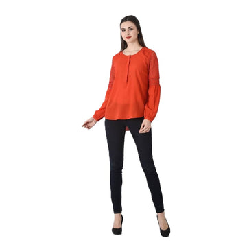 Orange Sleeve Lace Top
