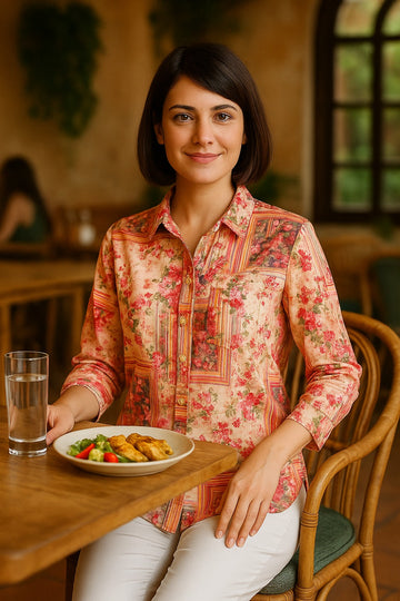 PINK FRAME COLLARED BUTTON DOWN SHIRT