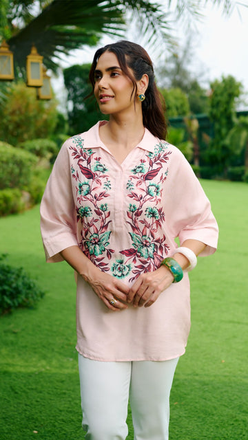 LIGHT PINK PUNCH MANAN SHIRT