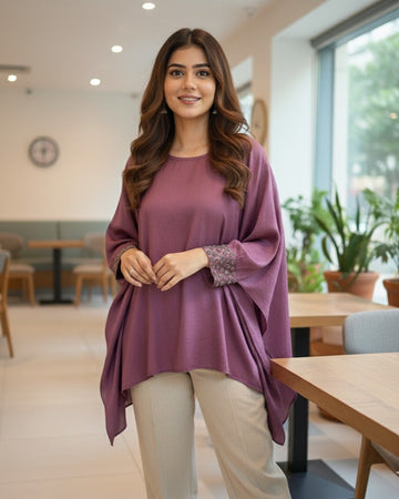 PLUM CASPER CUFF TOP