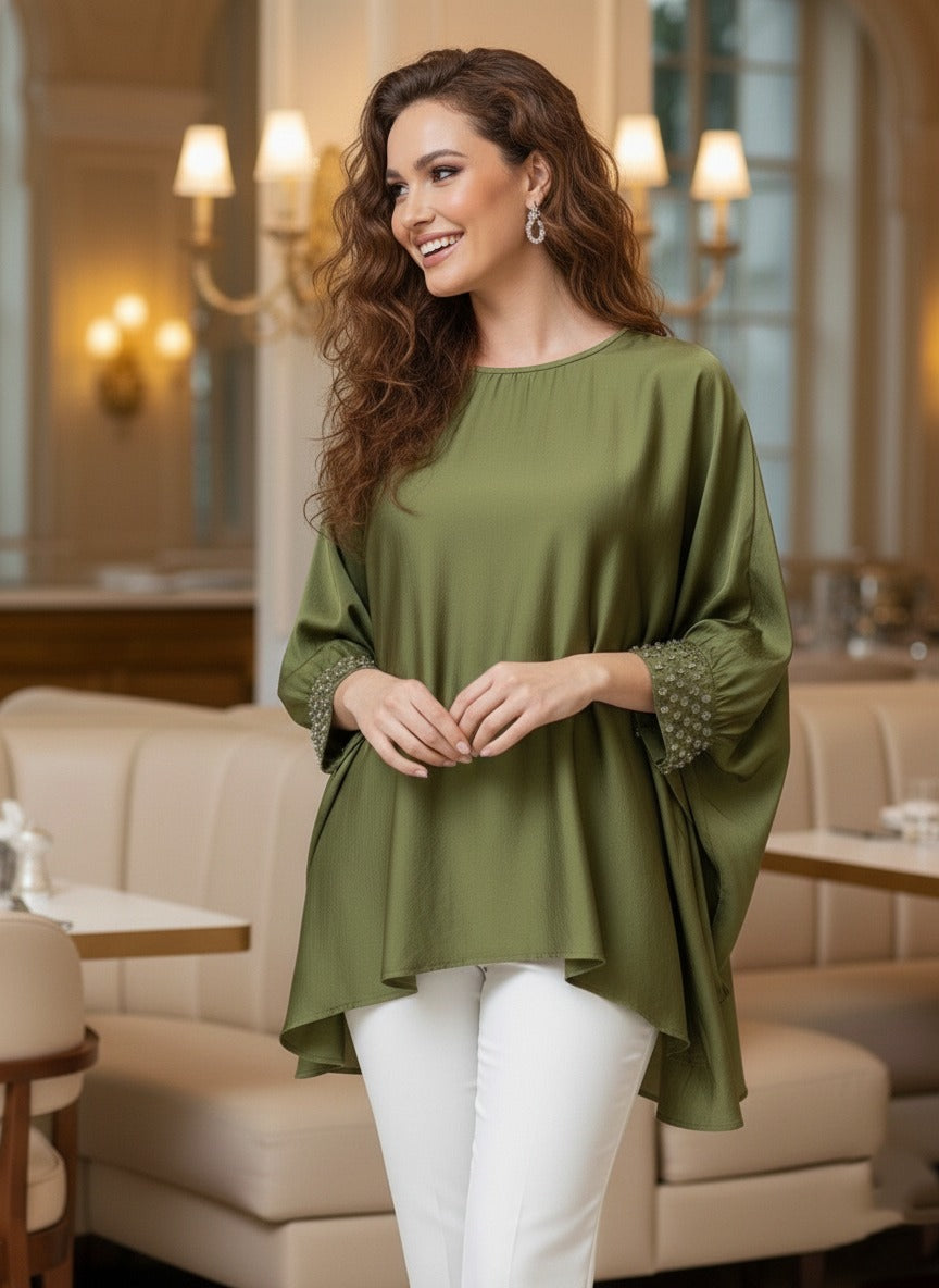OLIVE CASPER CUFF TOP