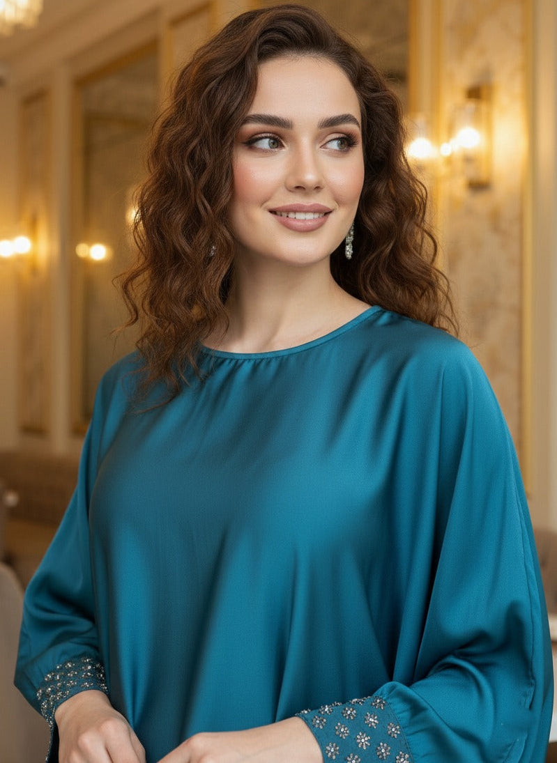 TURQUOISE CASPER CUFF TOP