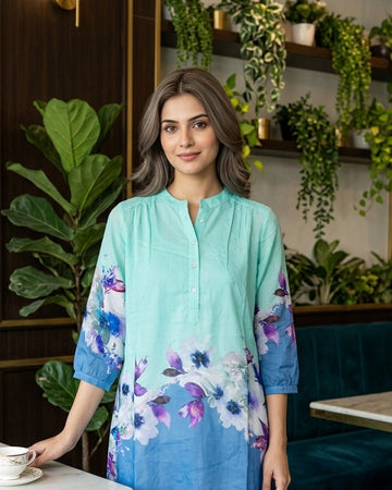 BLUE JESSICA GATHERED TUNIC