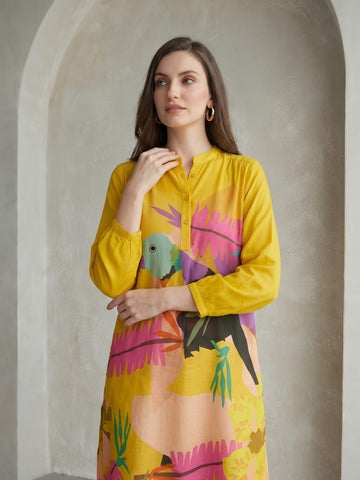 YELLOW GATHER TUNIC