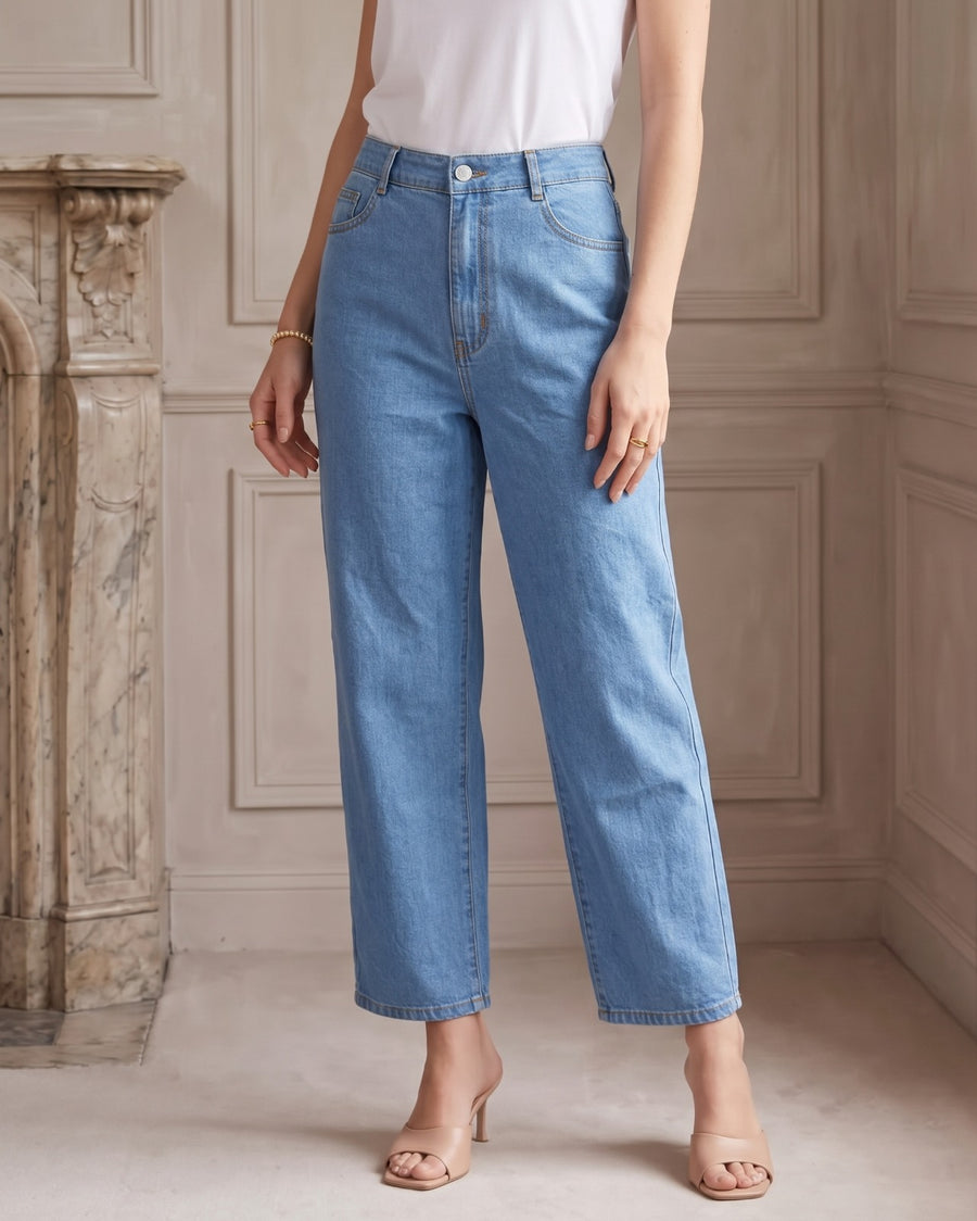 DENIM BLUE BARREL PANT