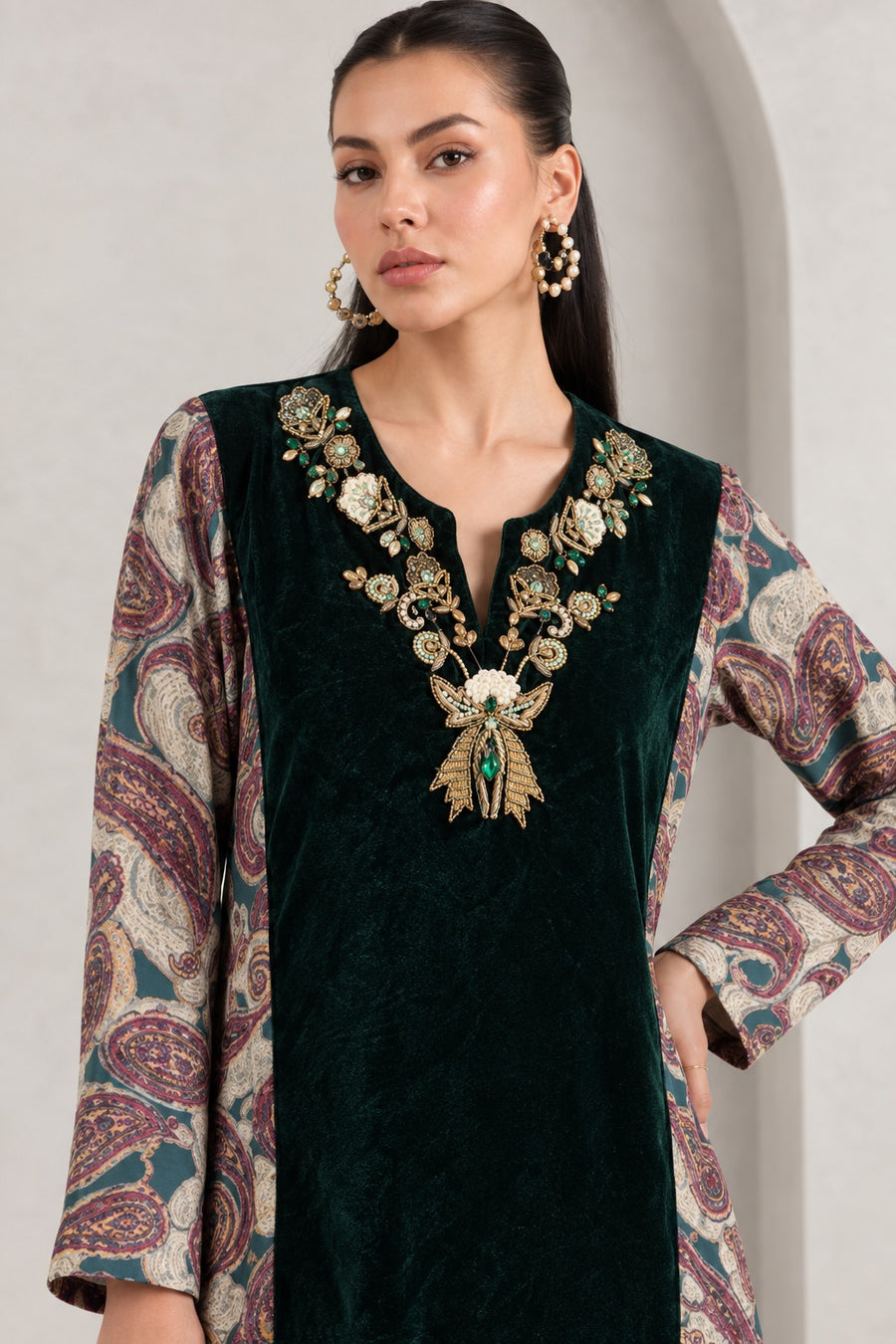 EMERALD VELVIQUE DRESS
