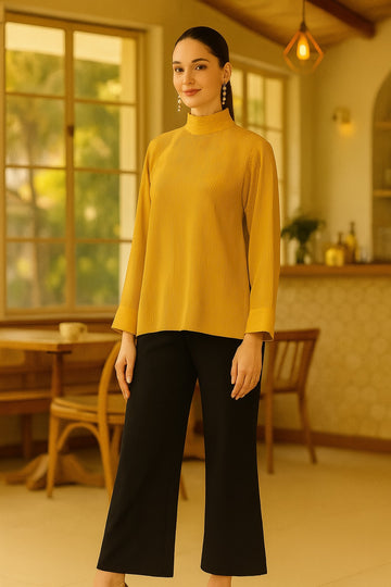 MUSTARD TULE TOP