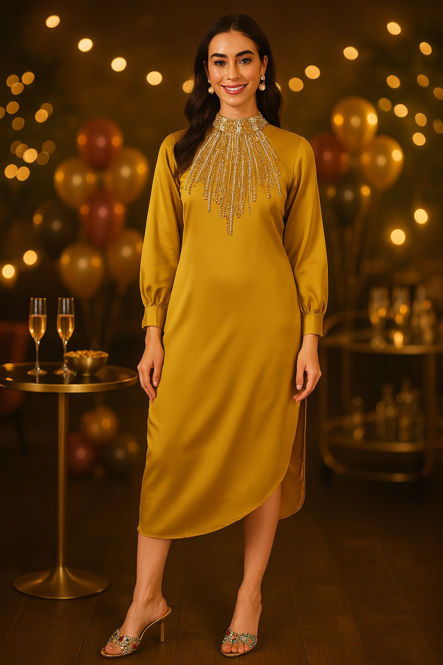 MUSTARD COLLIDE DRESS
