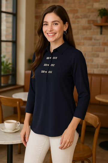 NAVY CRYSTALLINE SHIRT
