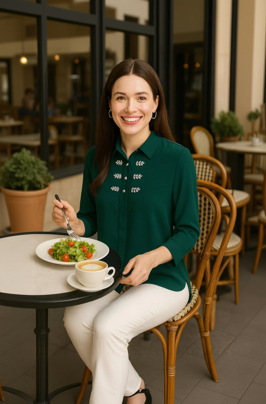EMERALD GREEN CRYSTALLINE SHIRT