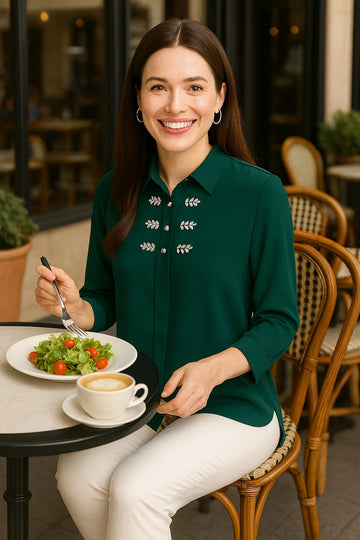 EMERALD GREEN CRYSTALLINE SHIRT