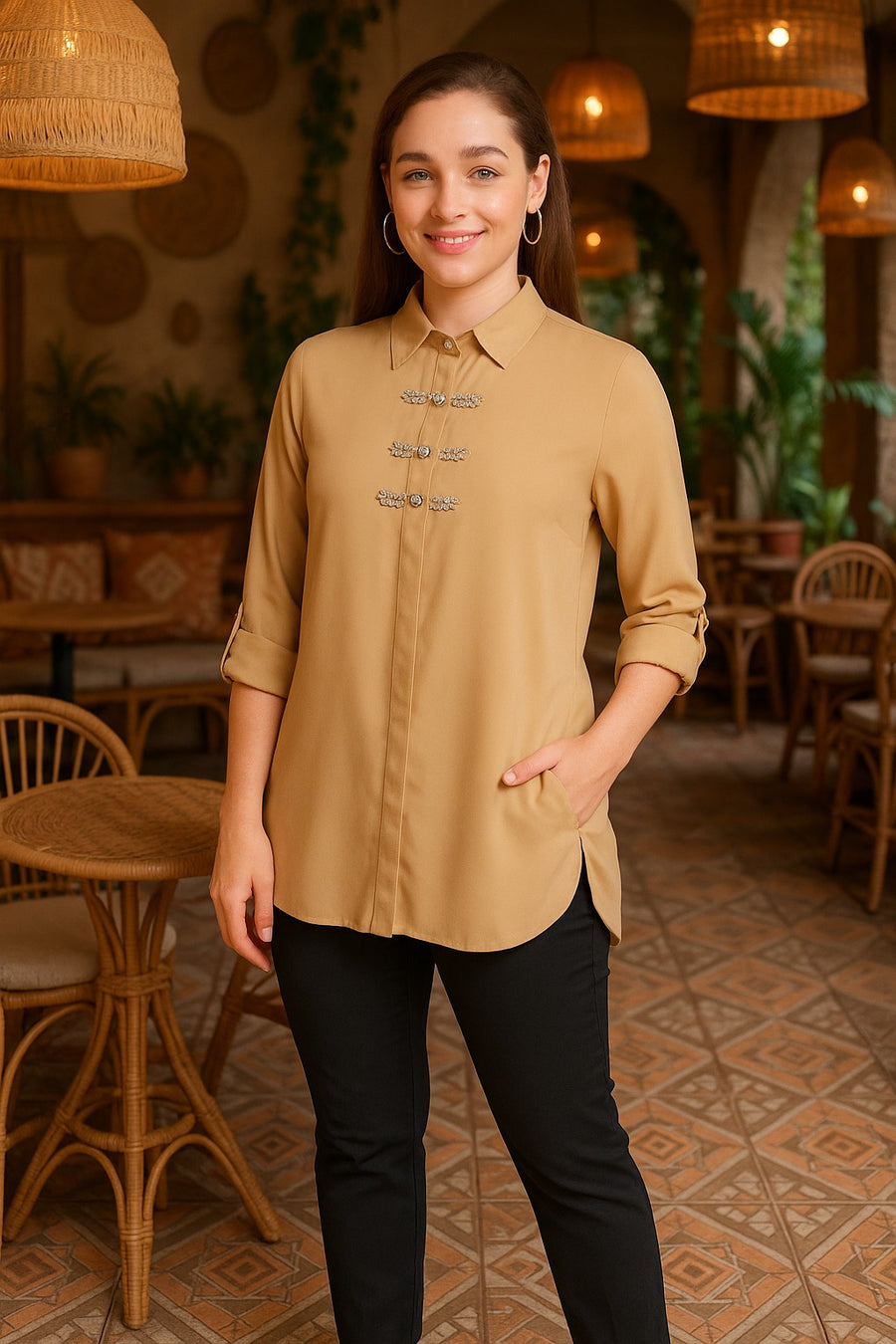 BEIGE CRYSTALLINE SHIRT