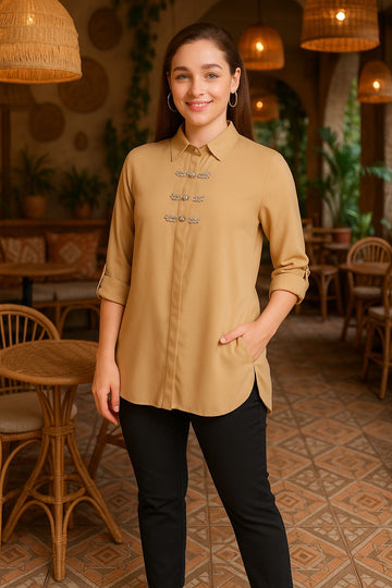 BEIGE CRYSTALLINE SHIRT