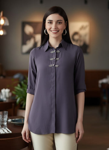 DUSTY PURPLE CRYSTALLINE SHIRT