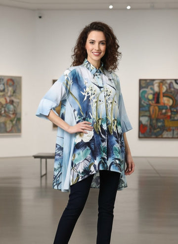 BLUE LOTUS SIDE PANEL SHIRT