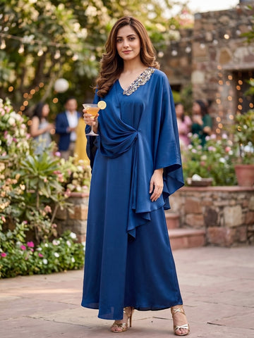 NAVY ANGELICA LONG DRESS