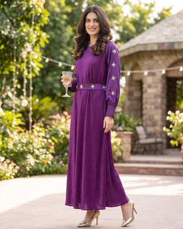 PLUM BANDISH DRESS