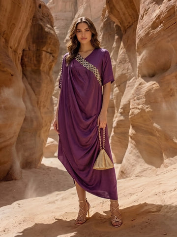 ELECTRIC PLUM CLUSTER DRESS