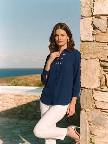NAVY CRYSTALLINE SHIRT