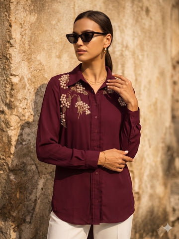 WINE BEADED GRAPE SHIRT