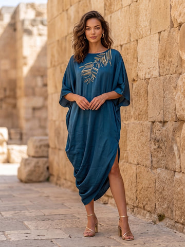 PRUSSIAN BLUE QUILLA DRESS