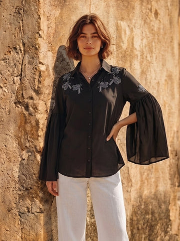 BLACK DAMSEL FLY CAPE SHIRT