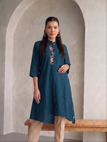 BLUE ALISHA PLACKET TUNIC