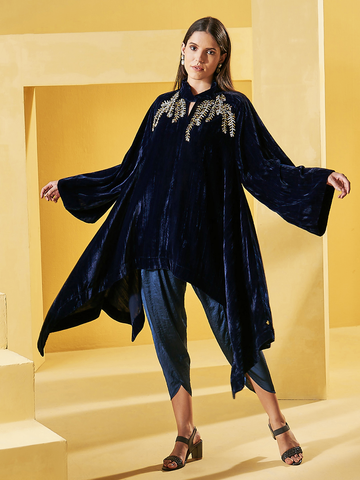 VELVET NAVY MILLIE TUNIC