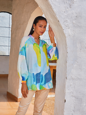 BLUE POLAR ABAYA SHIRT