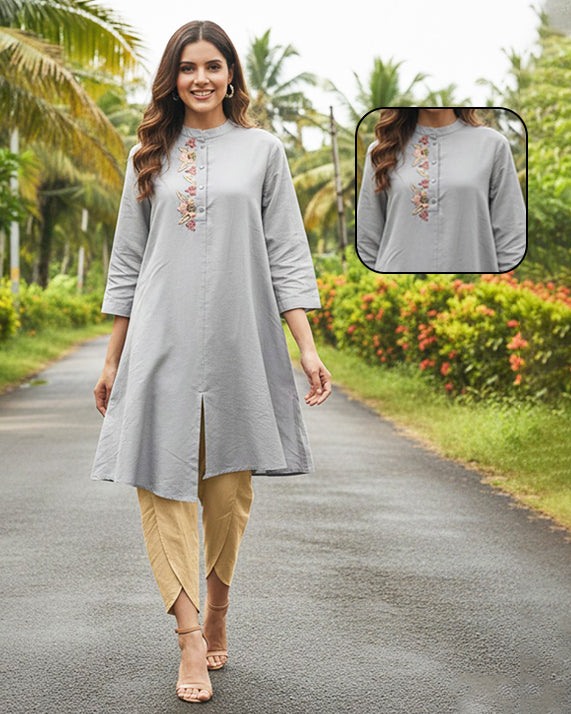 GREY ALISHA PLACKET TUNIC
