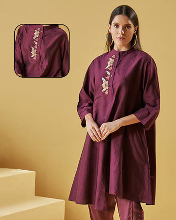 PURPLE ALISHA PLACKET TUNIC