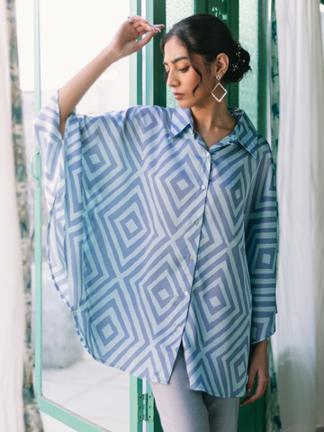 BLUE RHOMBUS FLAP SHIRT