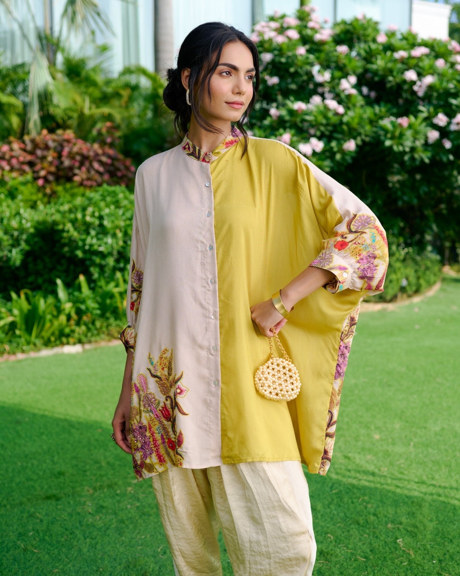 YELLOW AZA SPLIT SHIRT