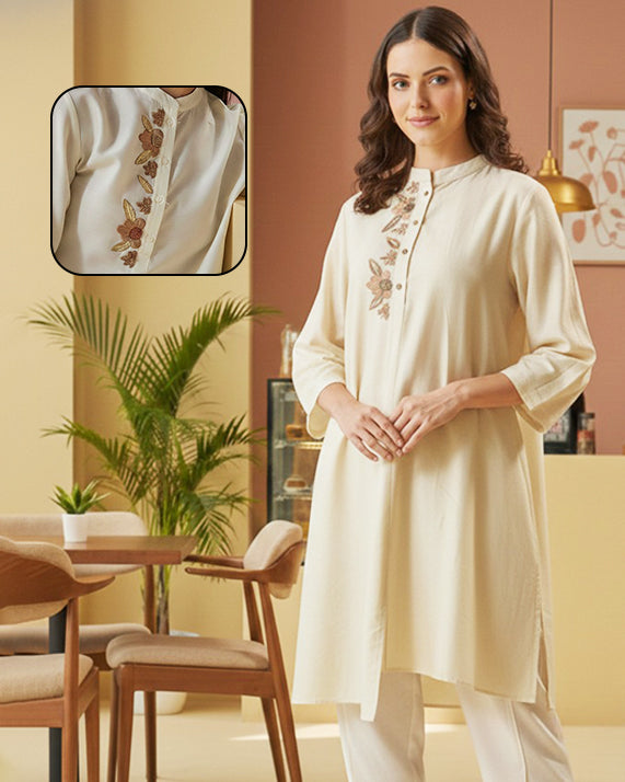 SOLID WHITE ALISHA PLACKET TUNIC