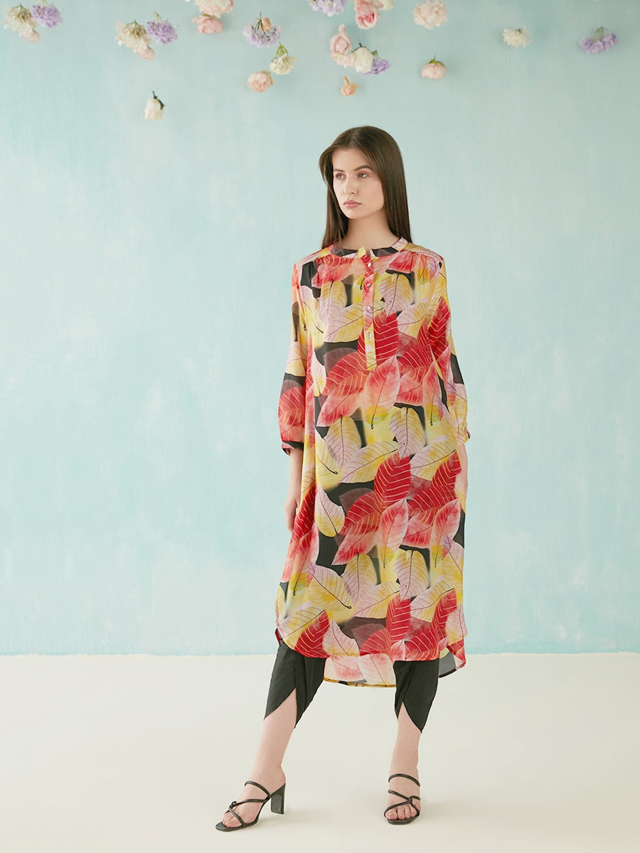 Leafy Black Tunic