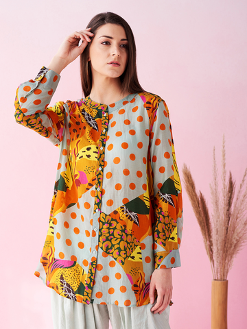 BLUE SAFARI BUTTON DOWN SHIRT