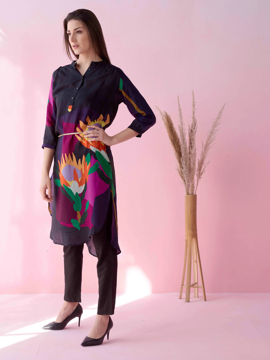 BLACK PARADISE GATHERED TUNIC