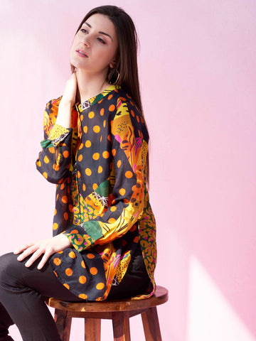 BLACK SAFARI BUTTON DOWN SHIRT