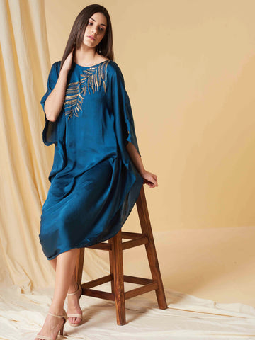 PRUSSIAN BLUE QUILLA DRESS