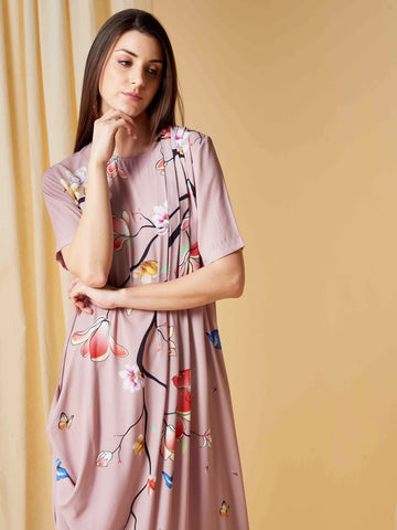 BLUSH ORCHID SH PLEATED DRESS