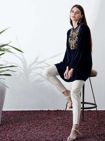 VELVET NAVY KALE SHIRT