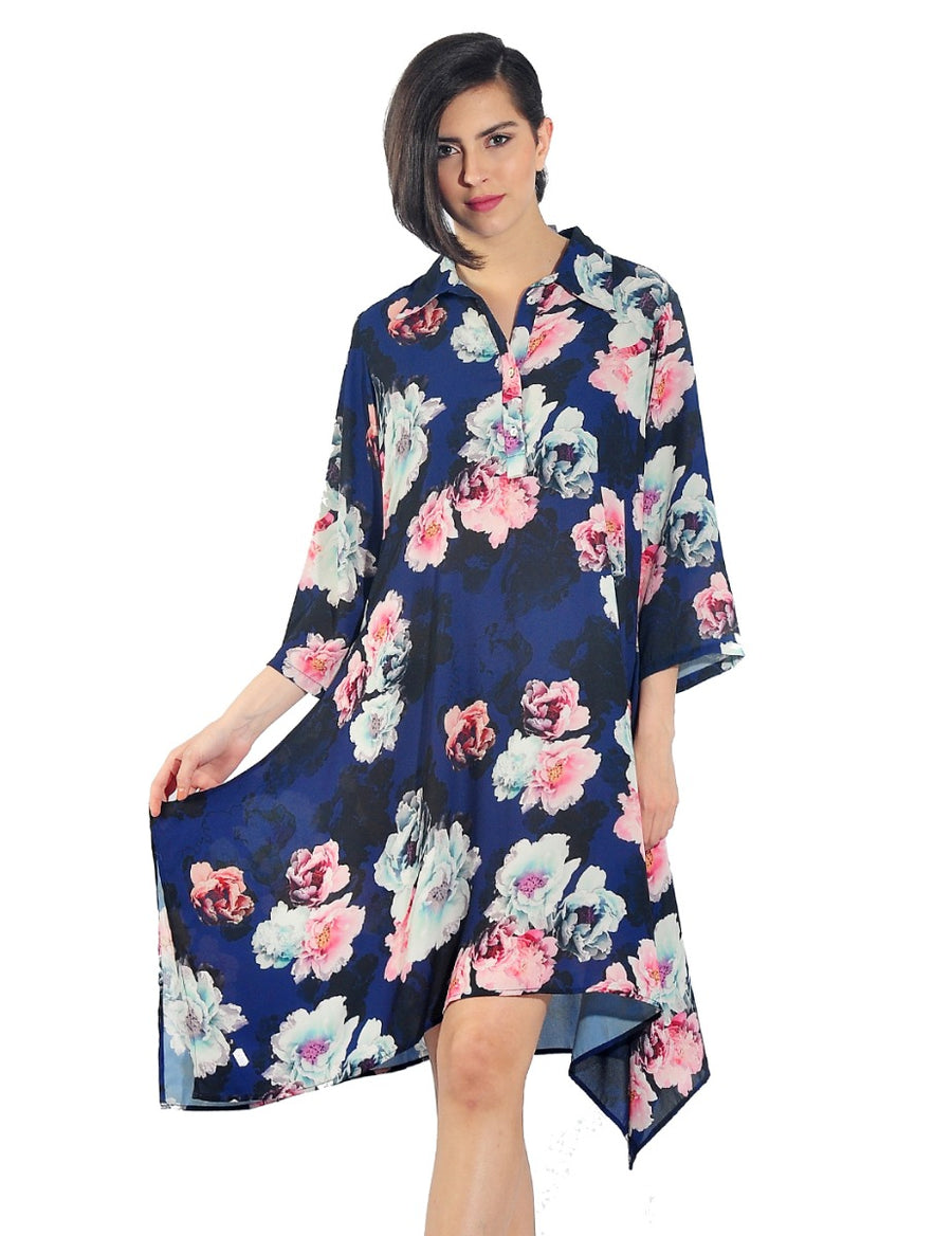 NAVY FLORAL KAFTAN