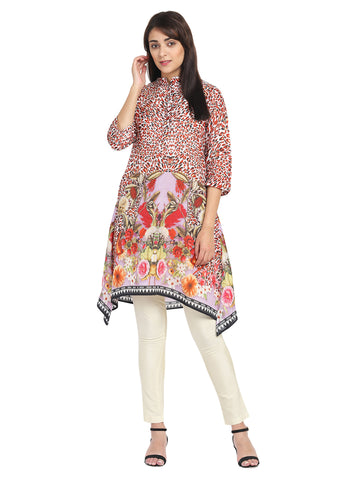 RED ANIMAL FLORAL KAFTAN