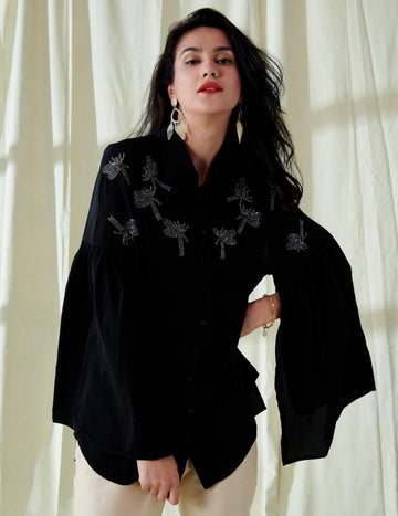 BLACK DAMSEL FLY CAPE SHIRT